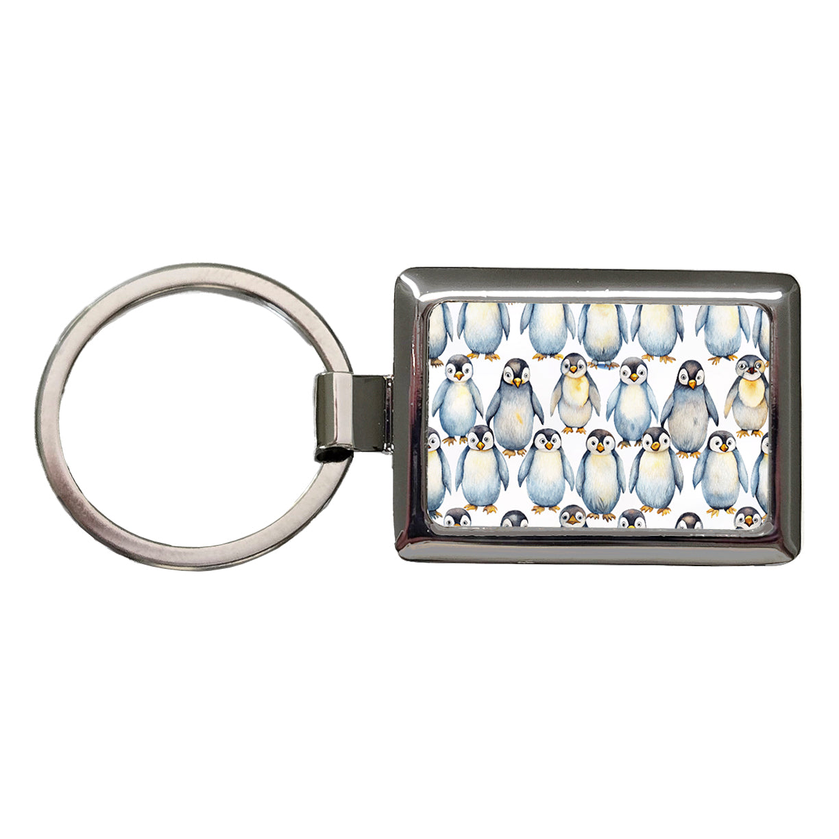 Sweet Emperor Penguins Rectangle Metal Keychain