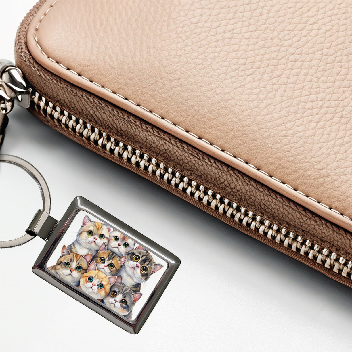 Sweet Exotic Shorthair Cats Rectangle Metal Keychain