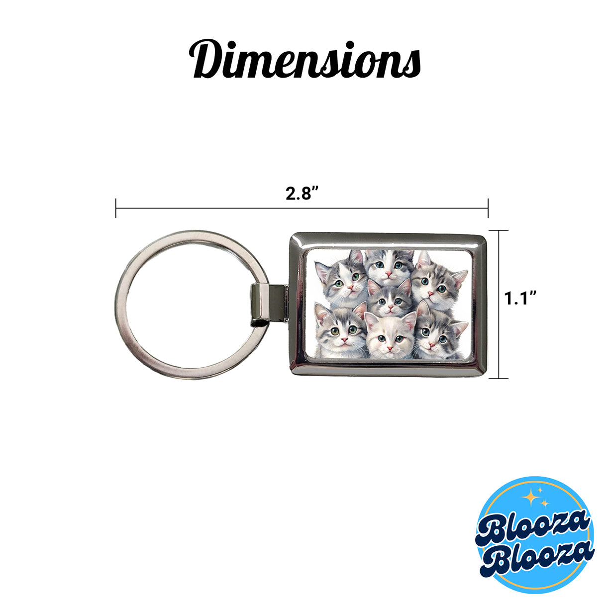 Sweet Gray And White Cats Rectangle Metal Keychain