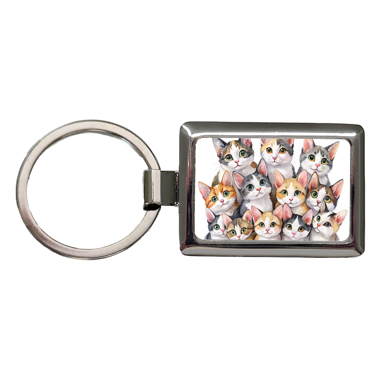 Sweet Japanese Bobtail Cats Rectangle Metal Keychain
