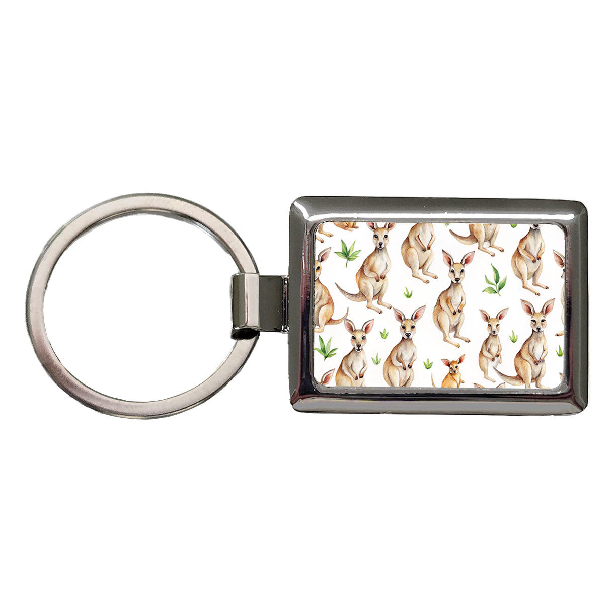 Sweet Kangaroos Rectangle Metal Keychain