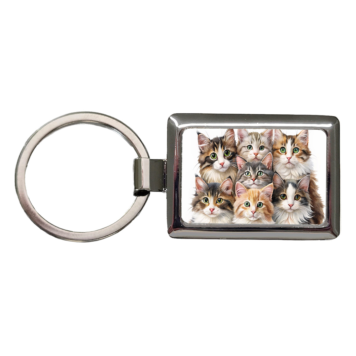 Sweet Norwegian Forest Cats Rectangle Metal Keychain