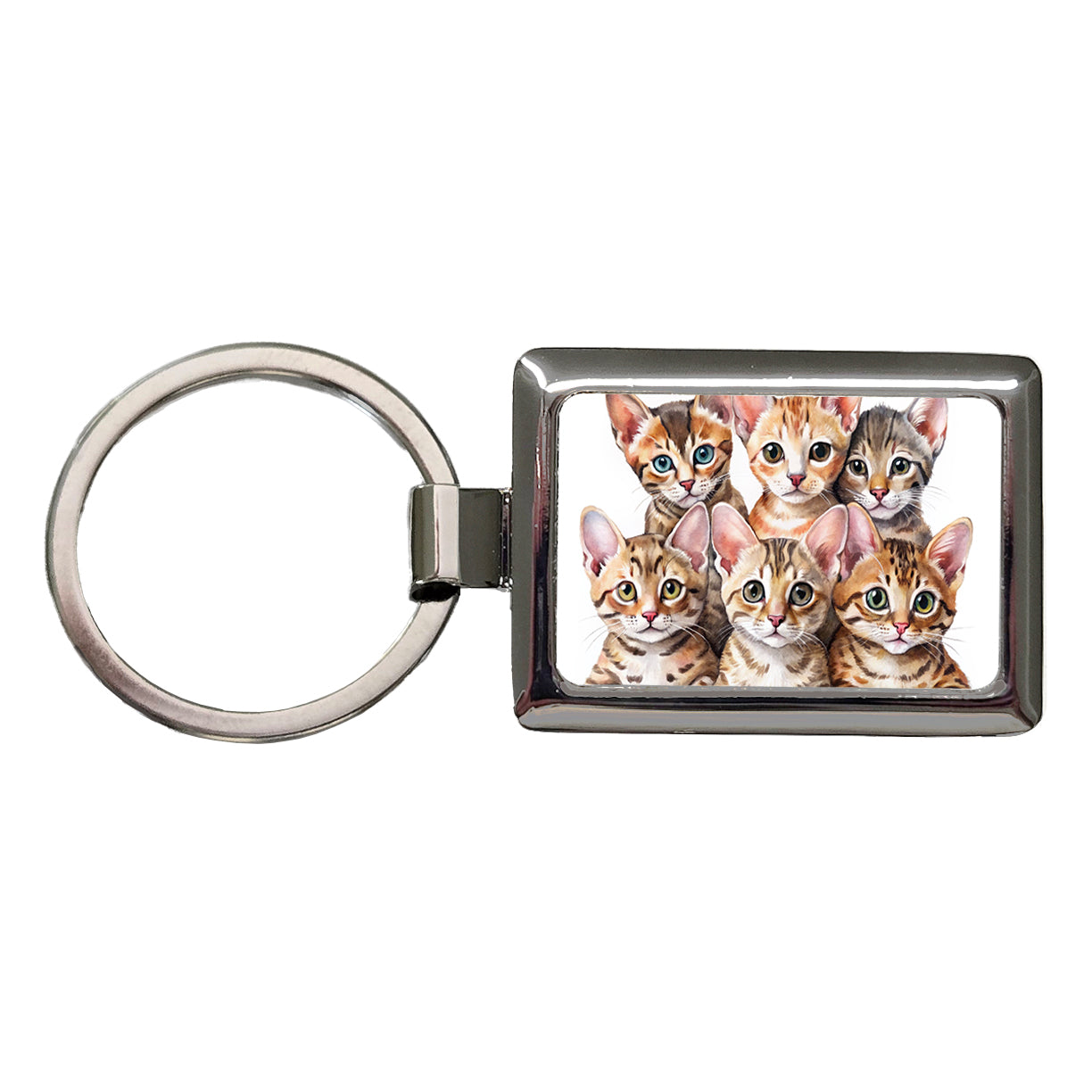 Sweet Ocicat Cats Rectangle Metal Keychain