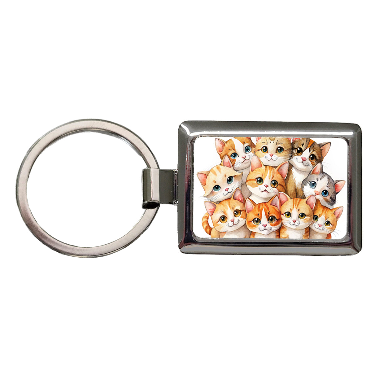 Sweet Orange And White Cats Rectangle Metal Keychain