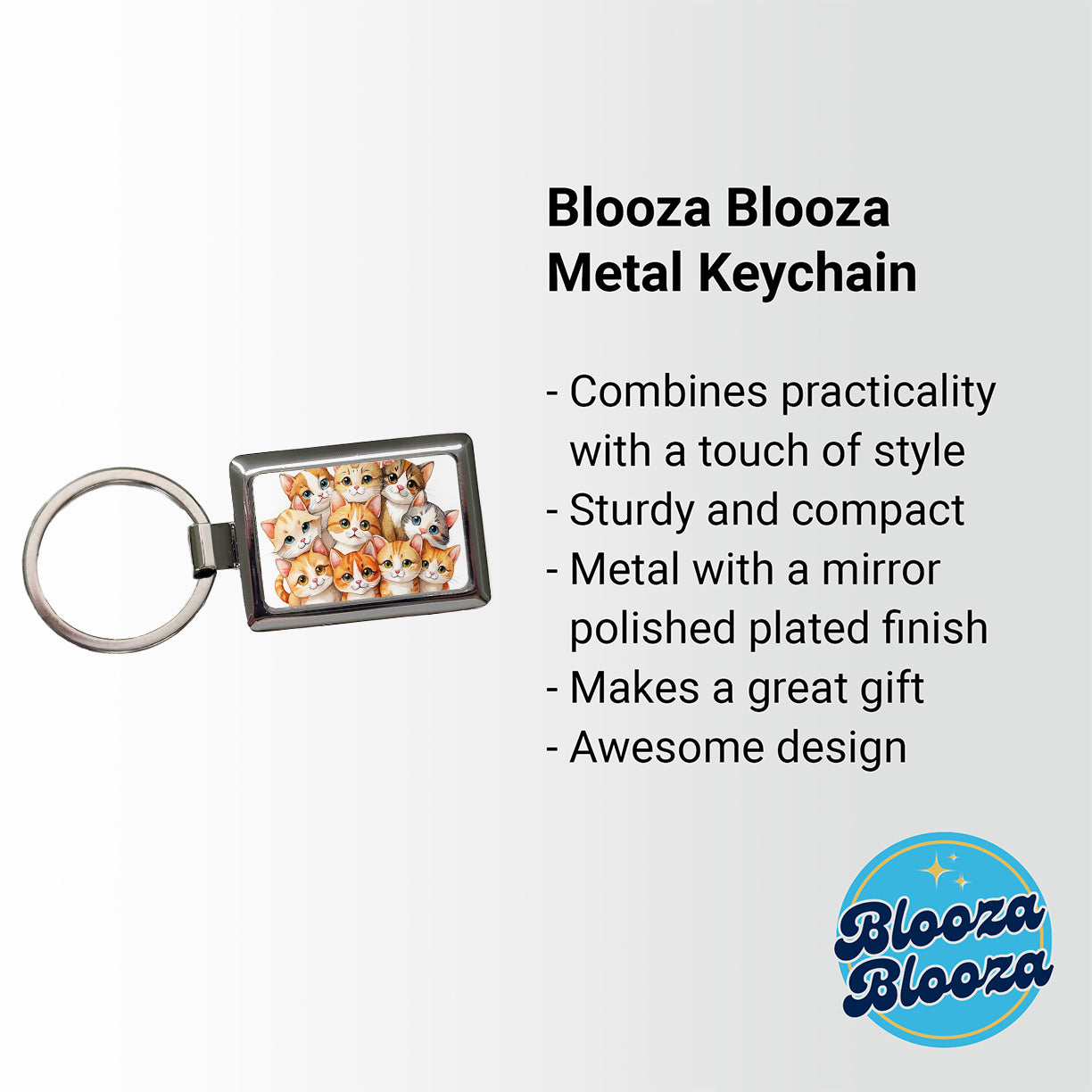 Sweet Orange And White Cats Rectangle Metal Keychain