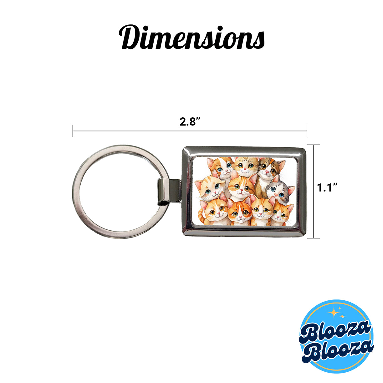 Sweet Orange And White Cats Rectangle Metal Keychain