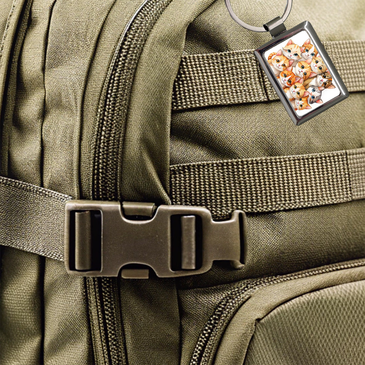 Sweet Orange And White Cats Rectangle Metal Keychain
