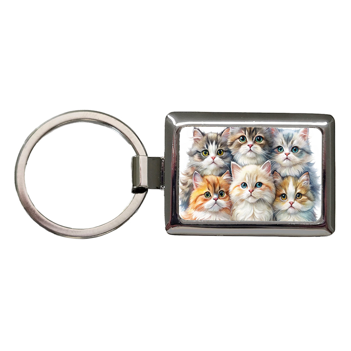 Sweet Persian Cats Rectangle Metal Keychain