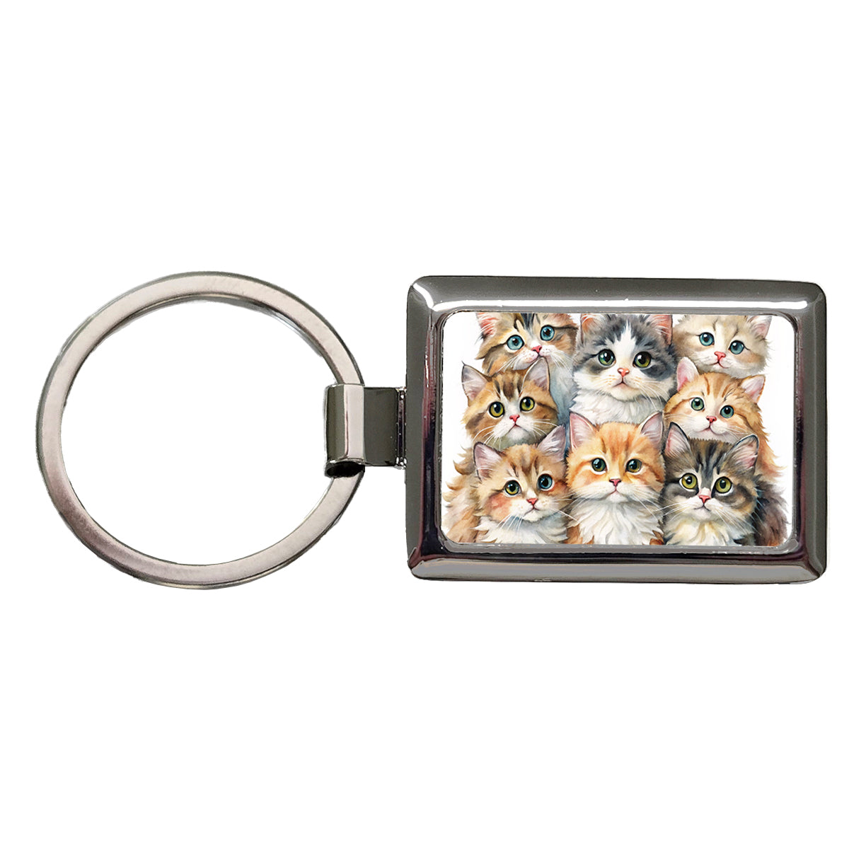 Sweet Ragamuffin Cats Rectangle Metal Keychain