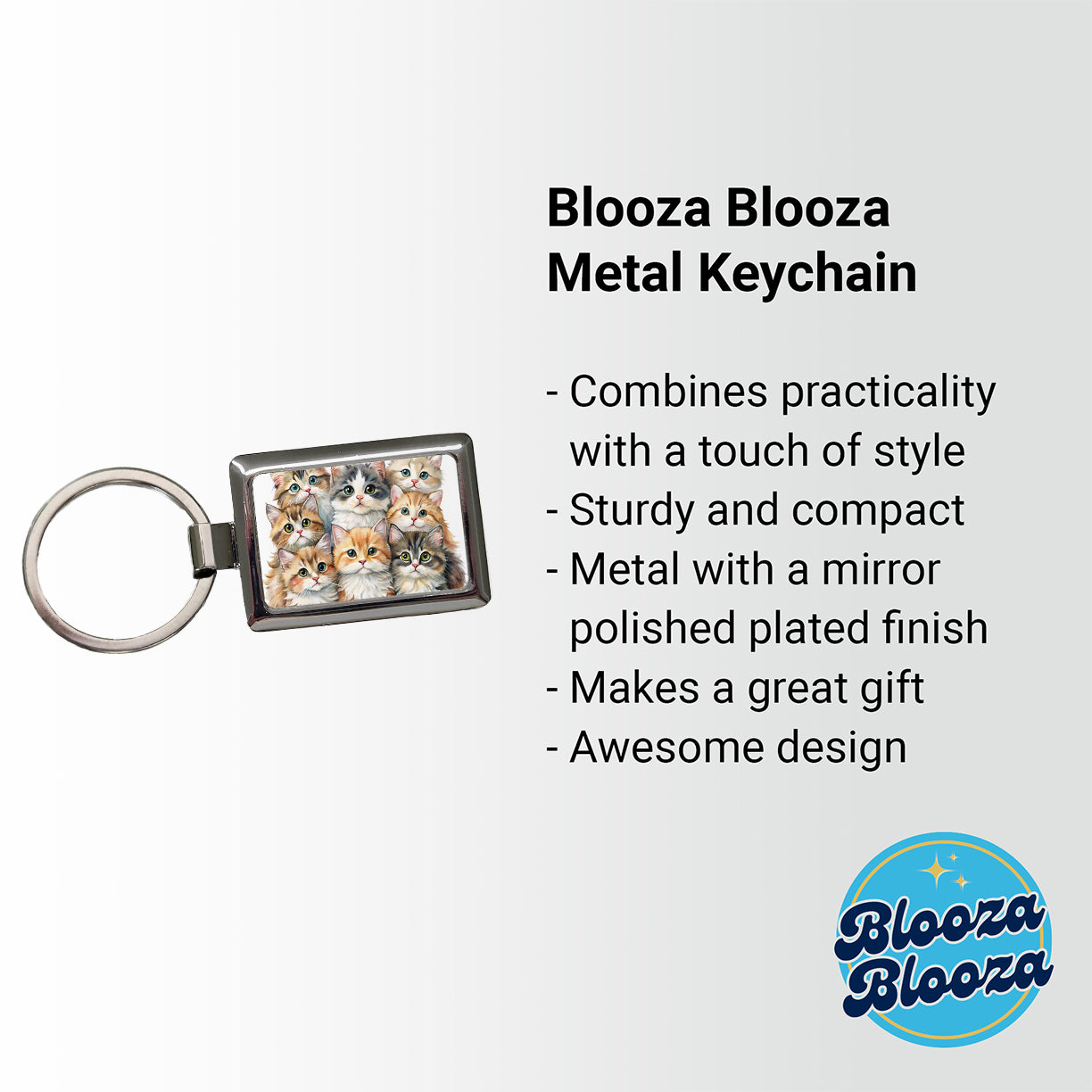 Sweet Ragamuffin Cats Rectangle Metal Keychain