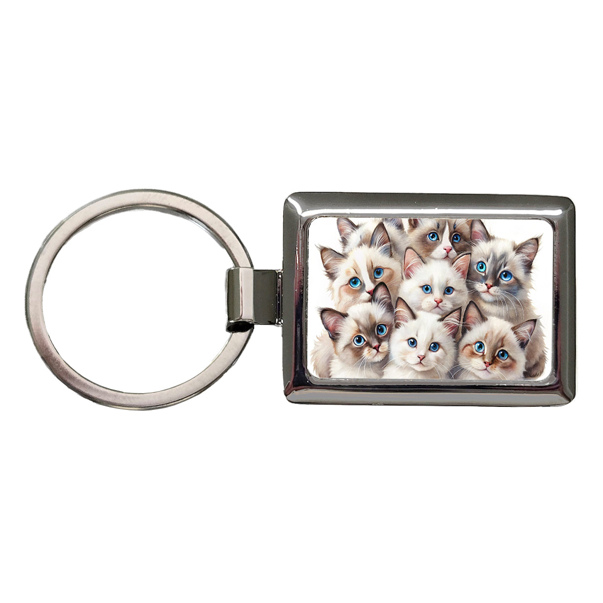 Sweet Ragdoll Cats Rectangle Metal Keychain