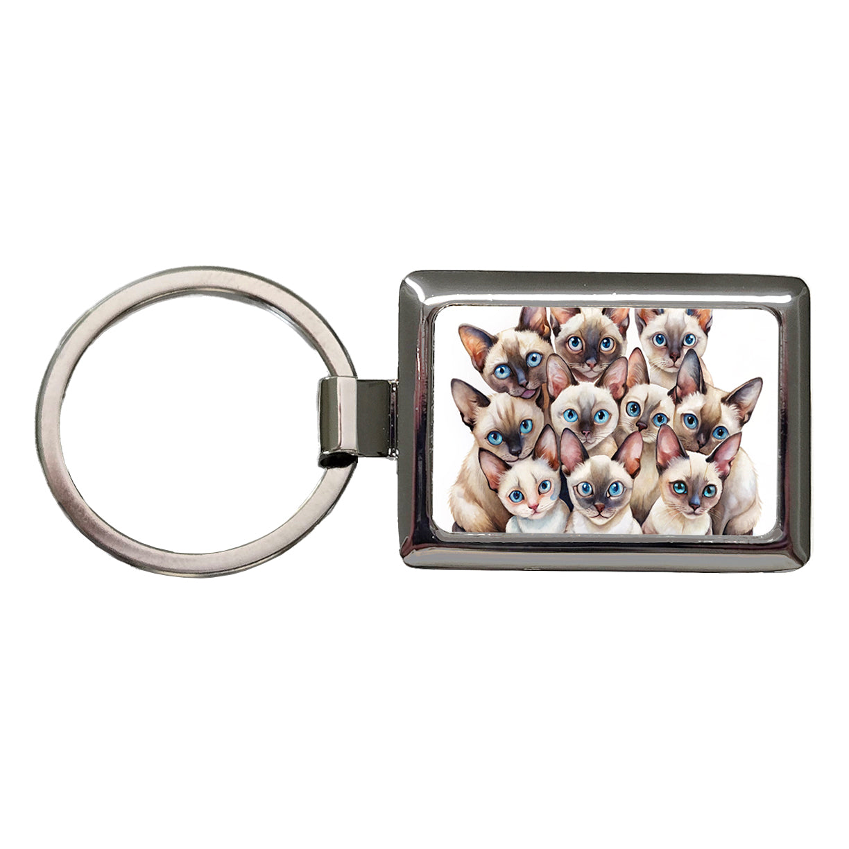 Sweet Siamese Cats Rectangle Metal Keychain
