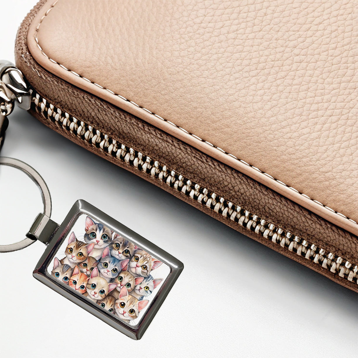 Sweet Singapura Cats Rectangle Metal Keychain