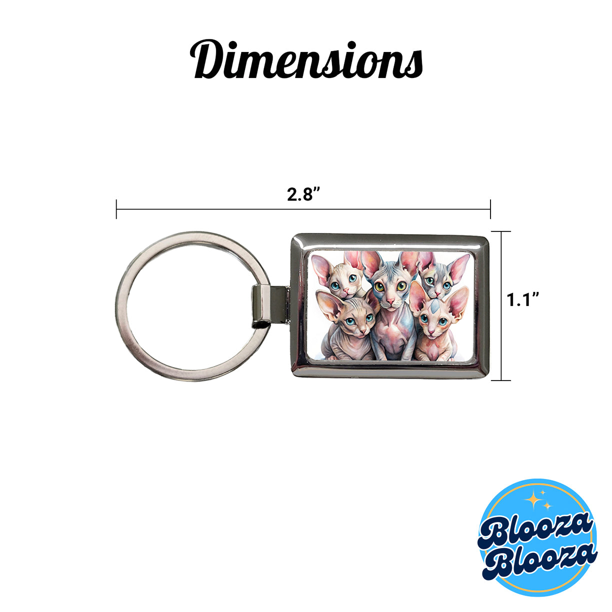 Sweet Sphynx Cats Rectangle Metal Keychain