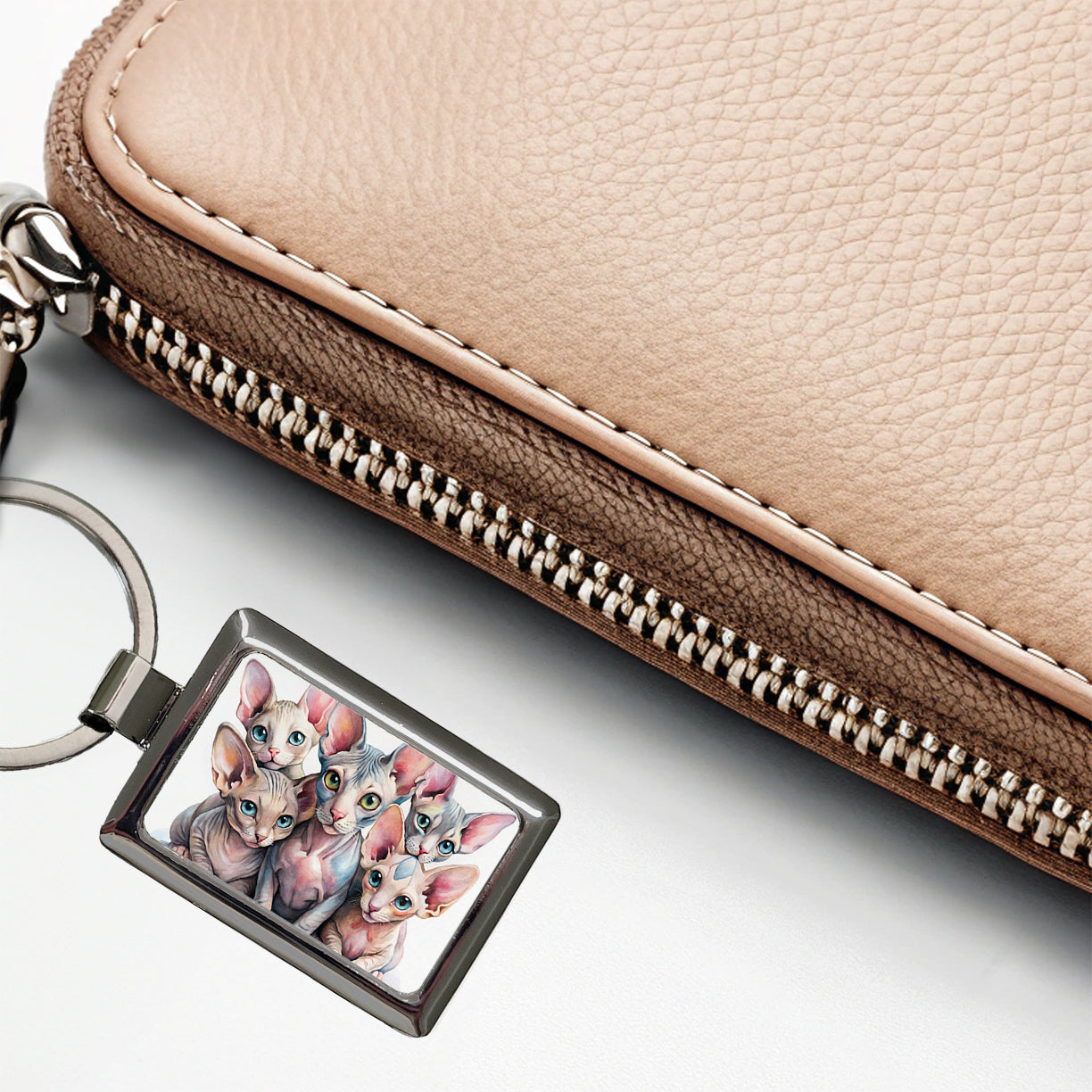 Sweet Sphynx Cats Rectangle Metal Keychain