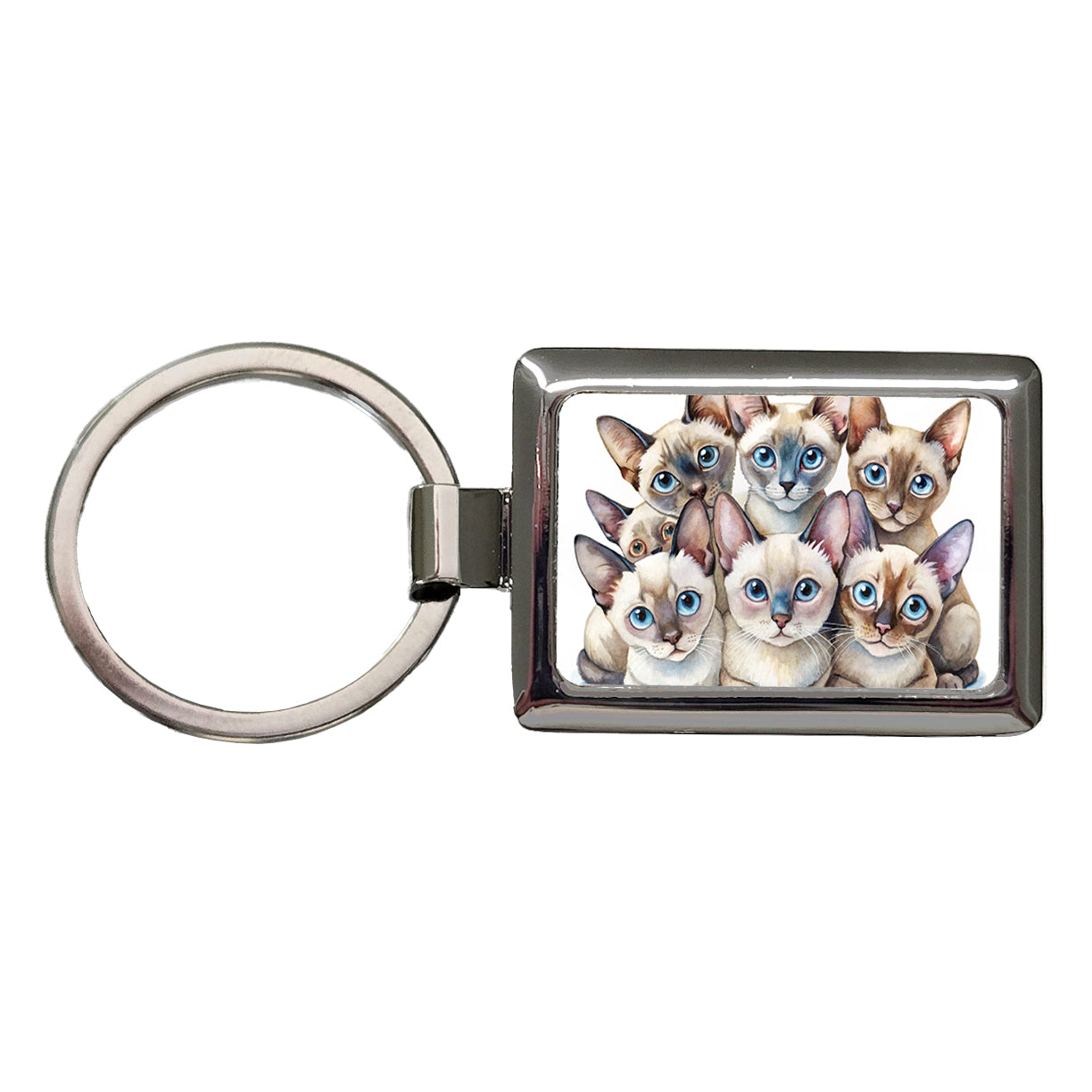 Sweet Tonkinese Cats Rectangle Metal Keychain