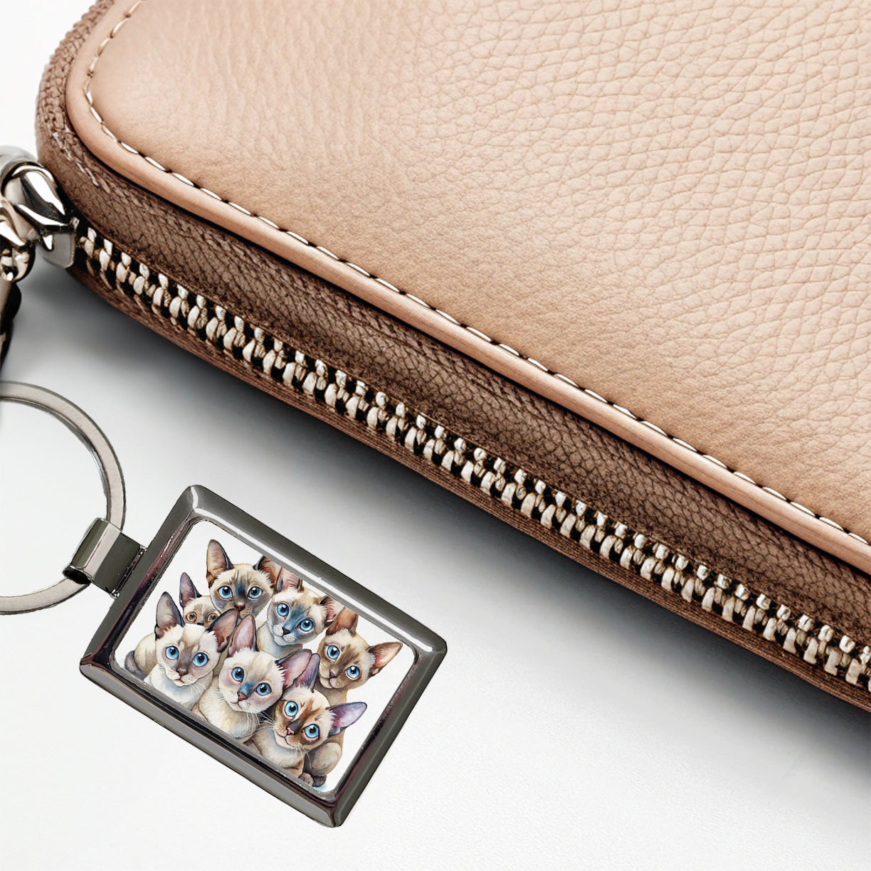 Sweet Tonkinese Cats Rectangle Metal Keychain