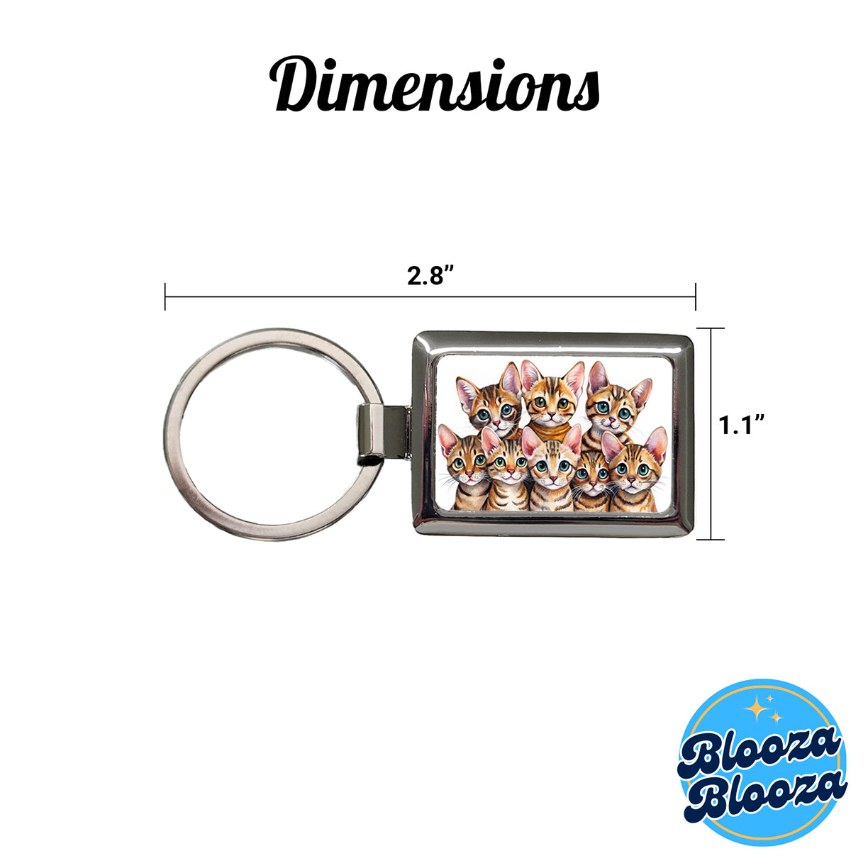 Sweet Toyger Cats Rectangle Metal Keychain