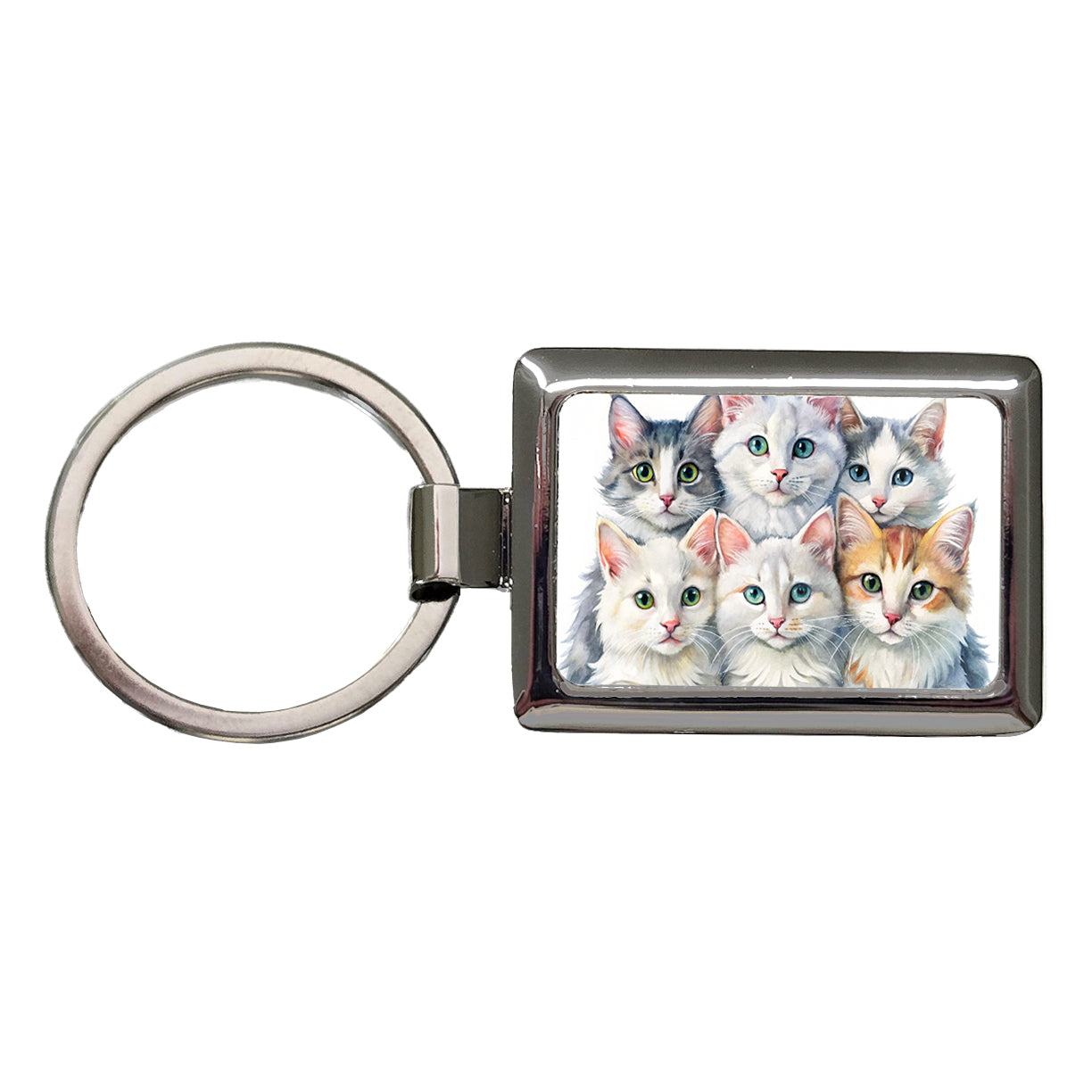 Sweet Turkish Angora Cats Rectangle Metal Keychain