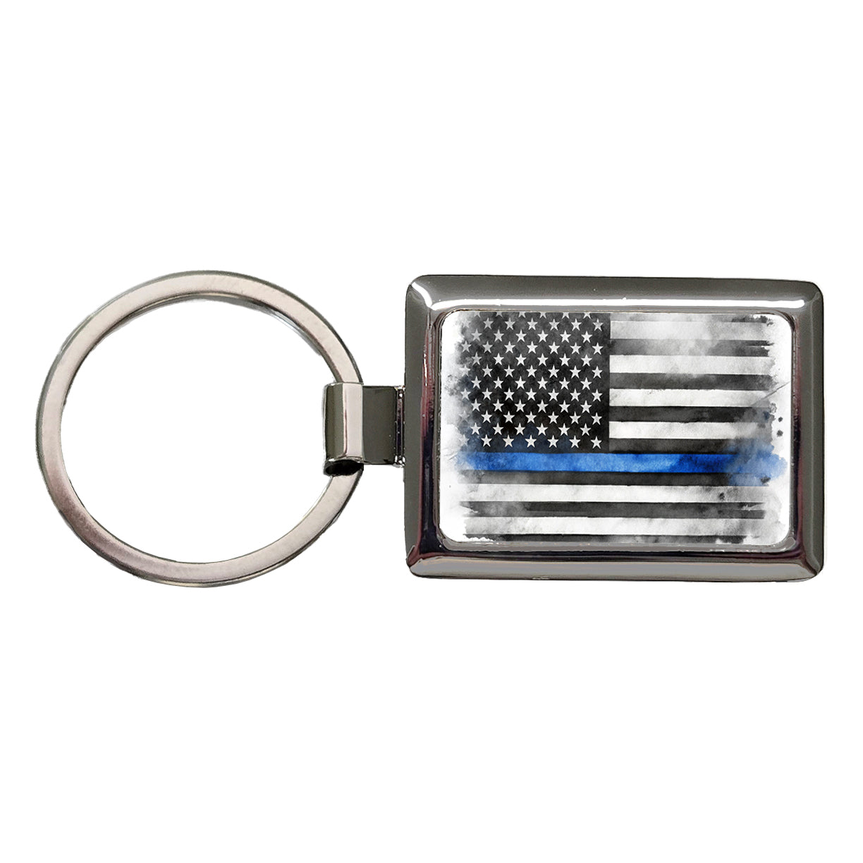 Thin Blue Line Black And White American Flag Support Policemen Police Rectangle Metal Keychain