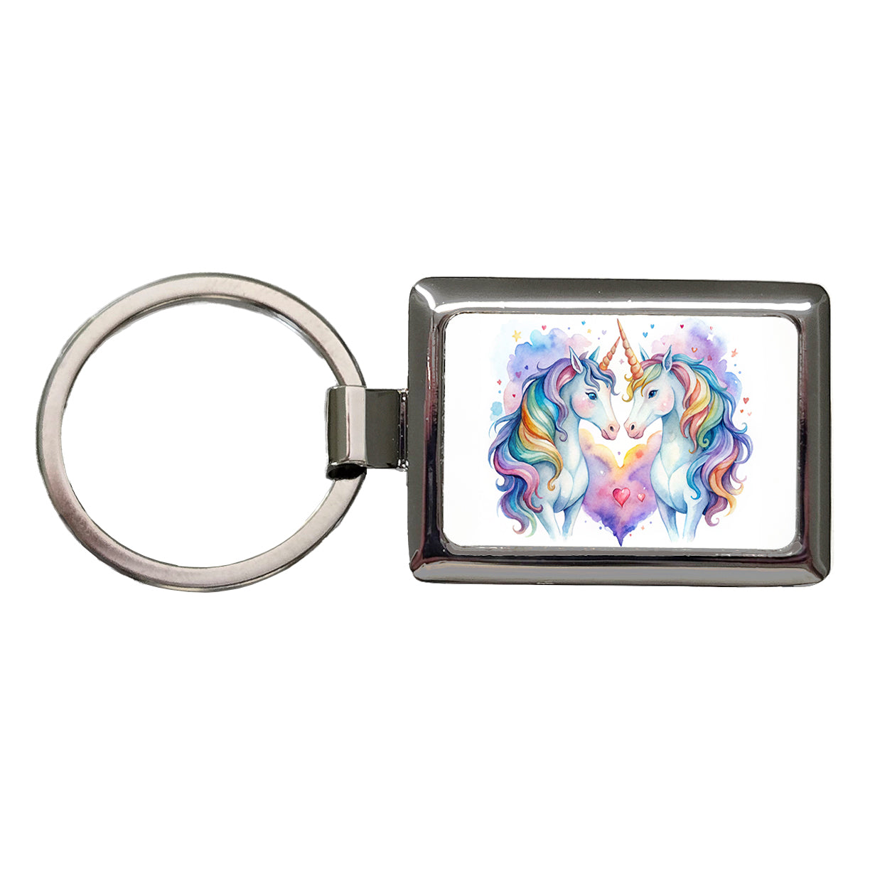 Unicorns In Love Valentine's Day Rectangle Metal Keychain