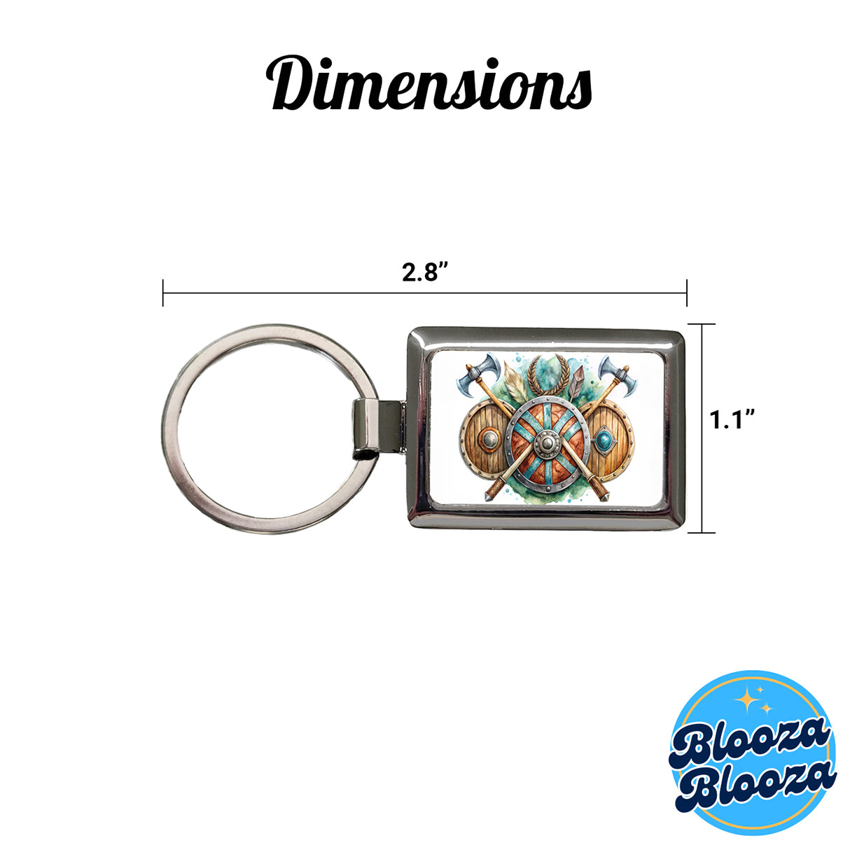 Viking Symbols Shields Axes Watercolor Rectangle Metal Keychain