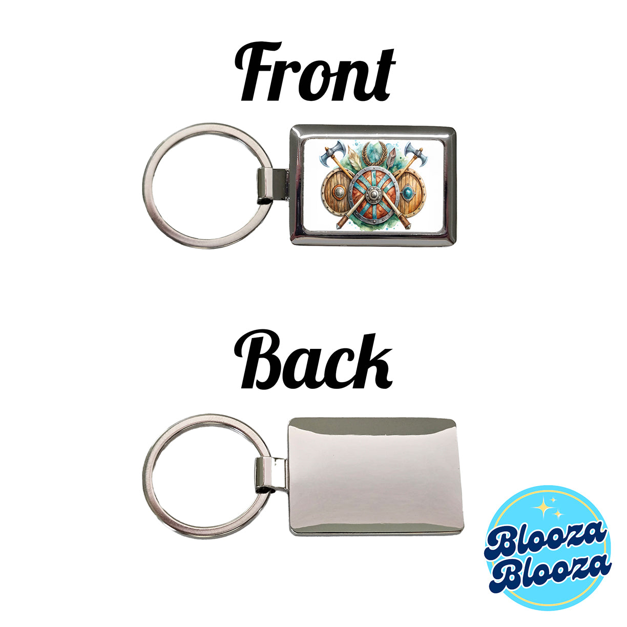 Viking Symbols Shields Axes Watercolor Rectangle Metal Keychain