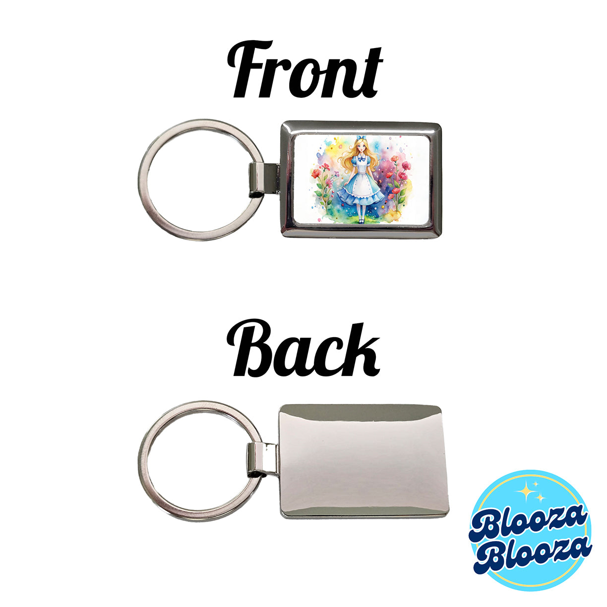 Alice In Wonderland Watercolor Rectangle Metal Keychain