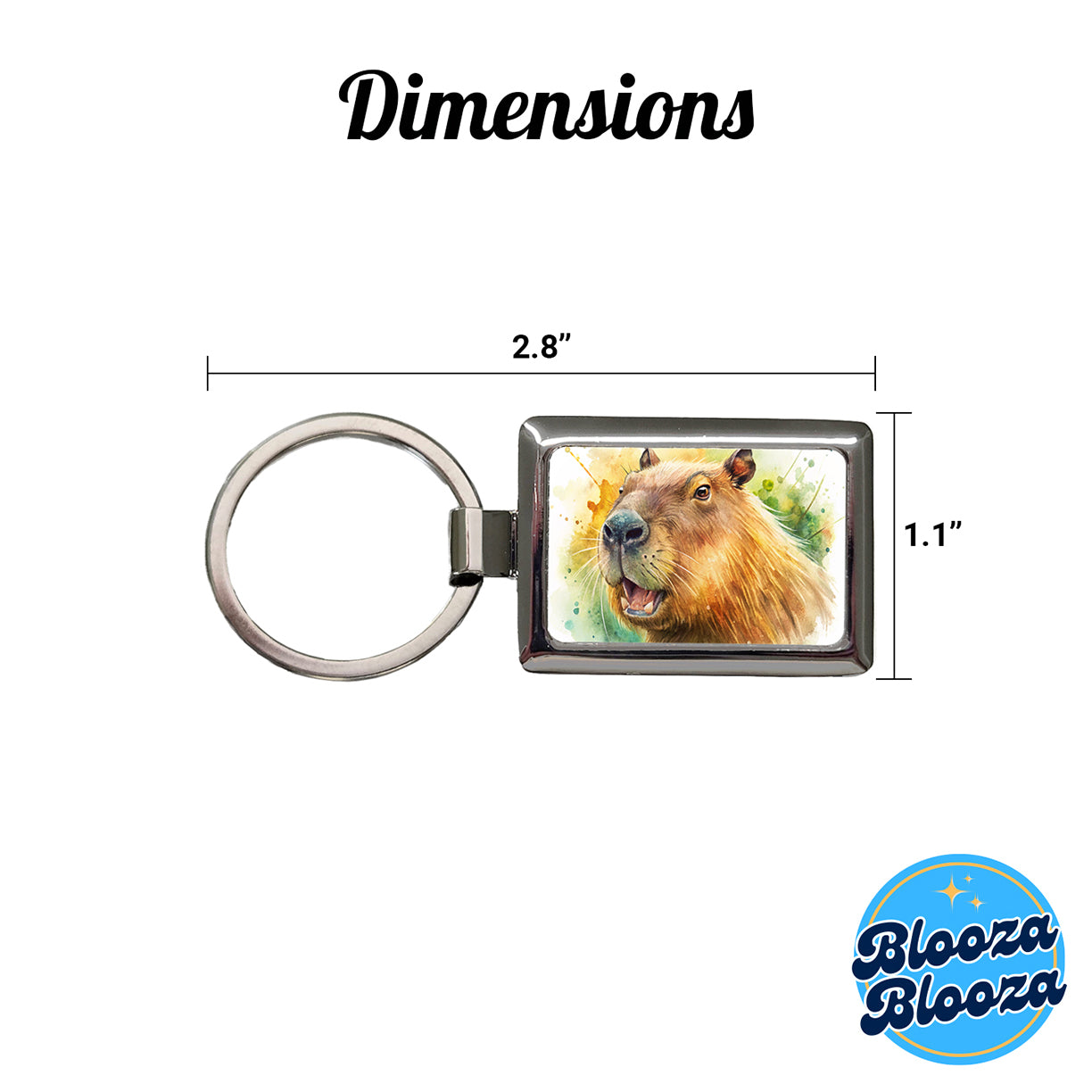 Angry Capybara Watercolor Rectangle Metal Keychain