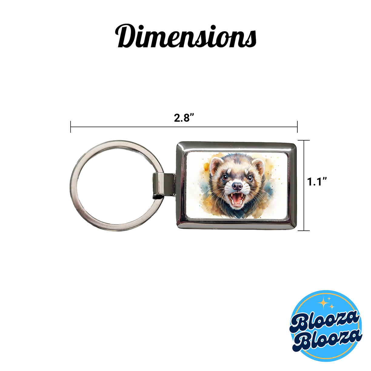 Angry Ferret Watercolor Rectangle Metal Keychain