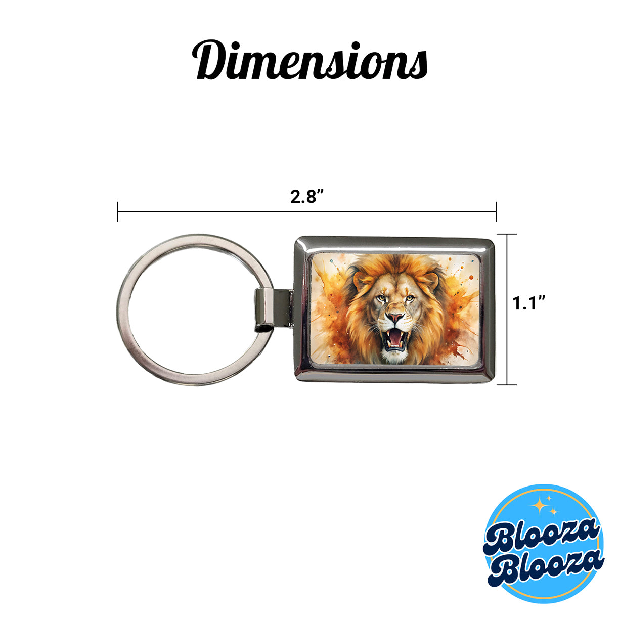 Angry Male Lion Watercolor Rectangle Metal Keychain
