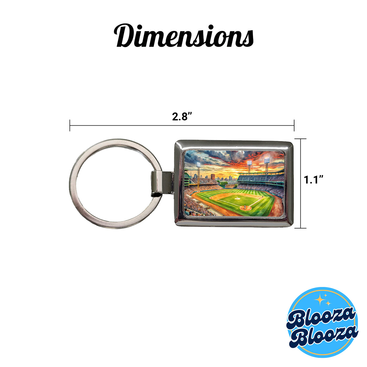 Baseball Game at the Stadium Rectangle Metal Keychain