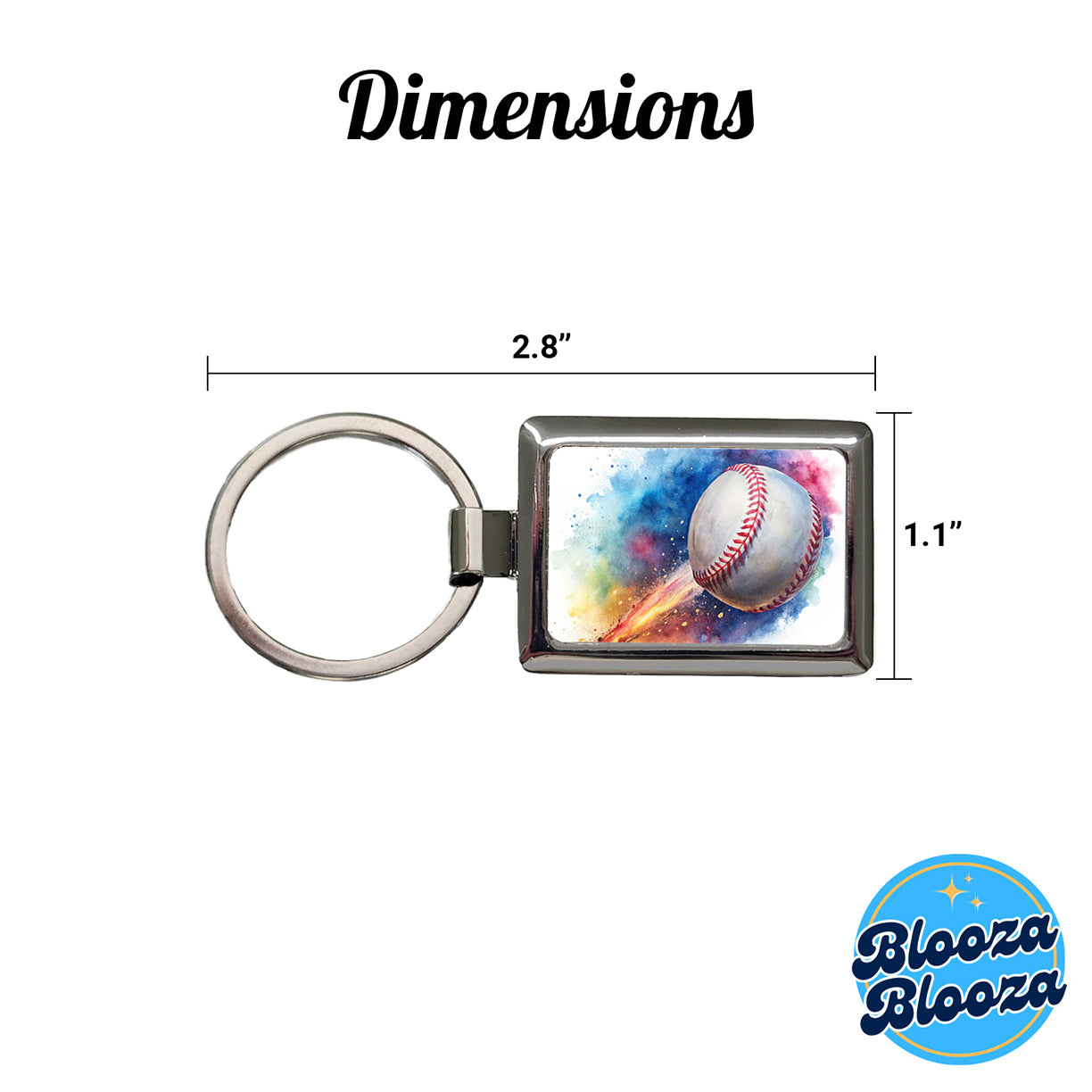 Baseball Rocketing Through The Air Watercolor Rectangle Metal Keychain