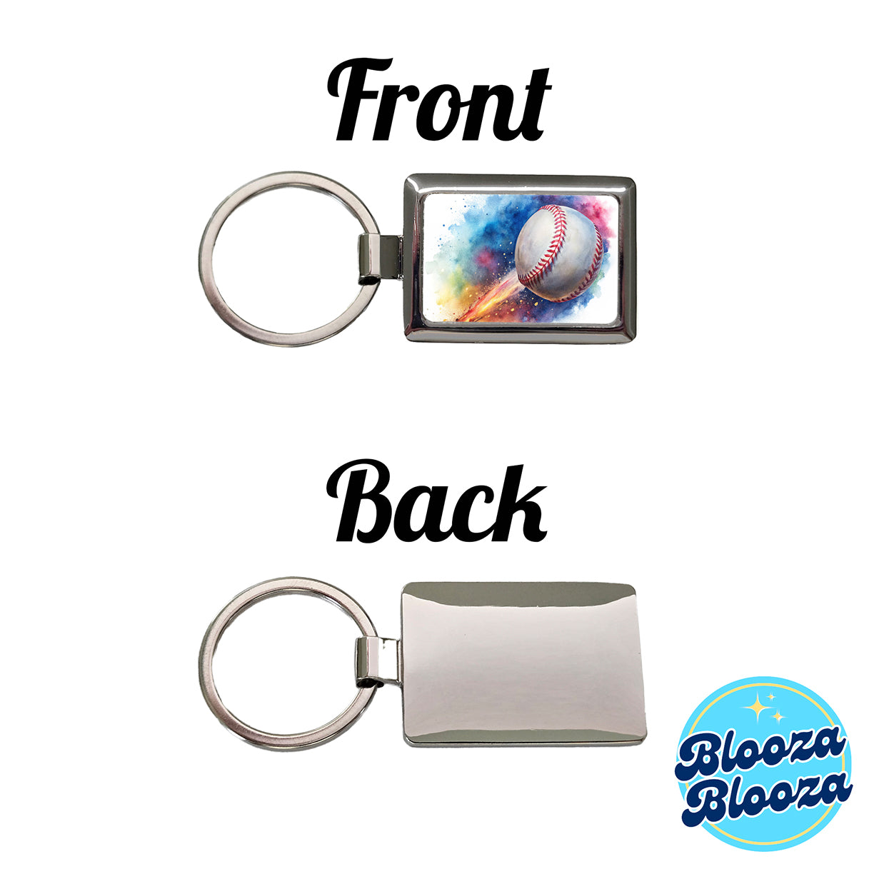 Baseball Rocketing Through The Air Watercolor Rectangle Metal Keychain