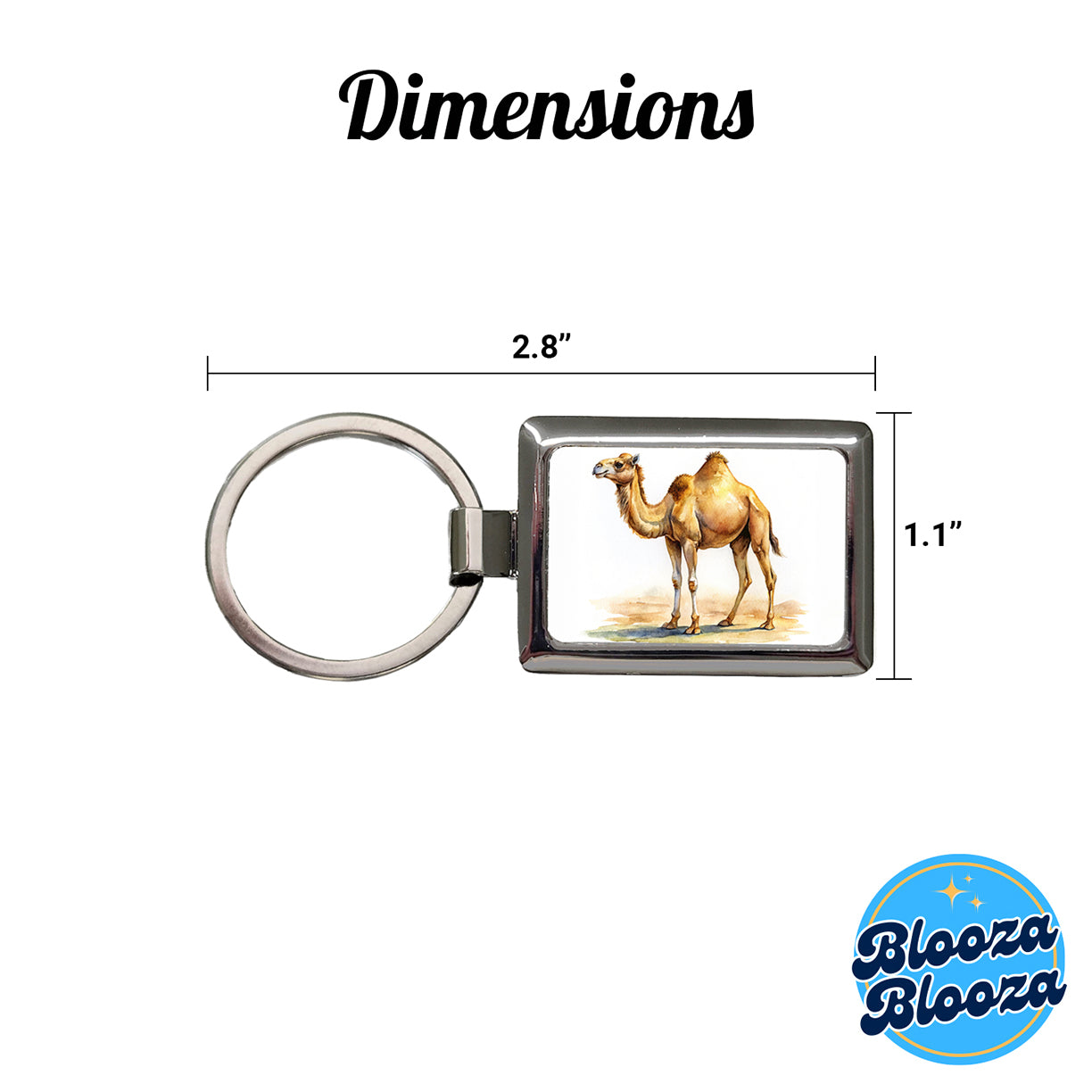Camel Standing Watercolor Rectangle Metal Keychain