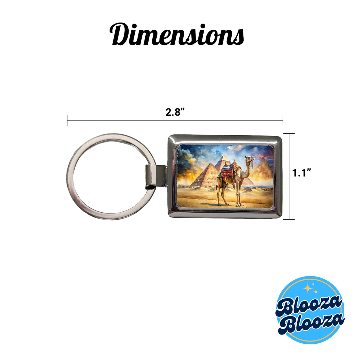 Camel With Pyramids In Background Watercolor Rectangle Metal Keychain