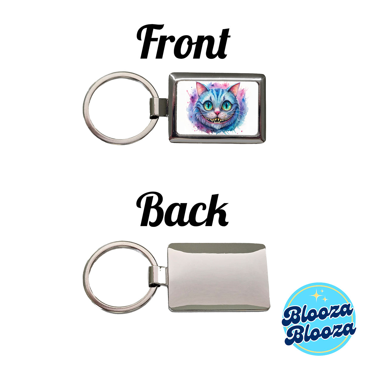 Cheshire Cat Alice in Wonderland Watercolor Rectangle Metal Keychain