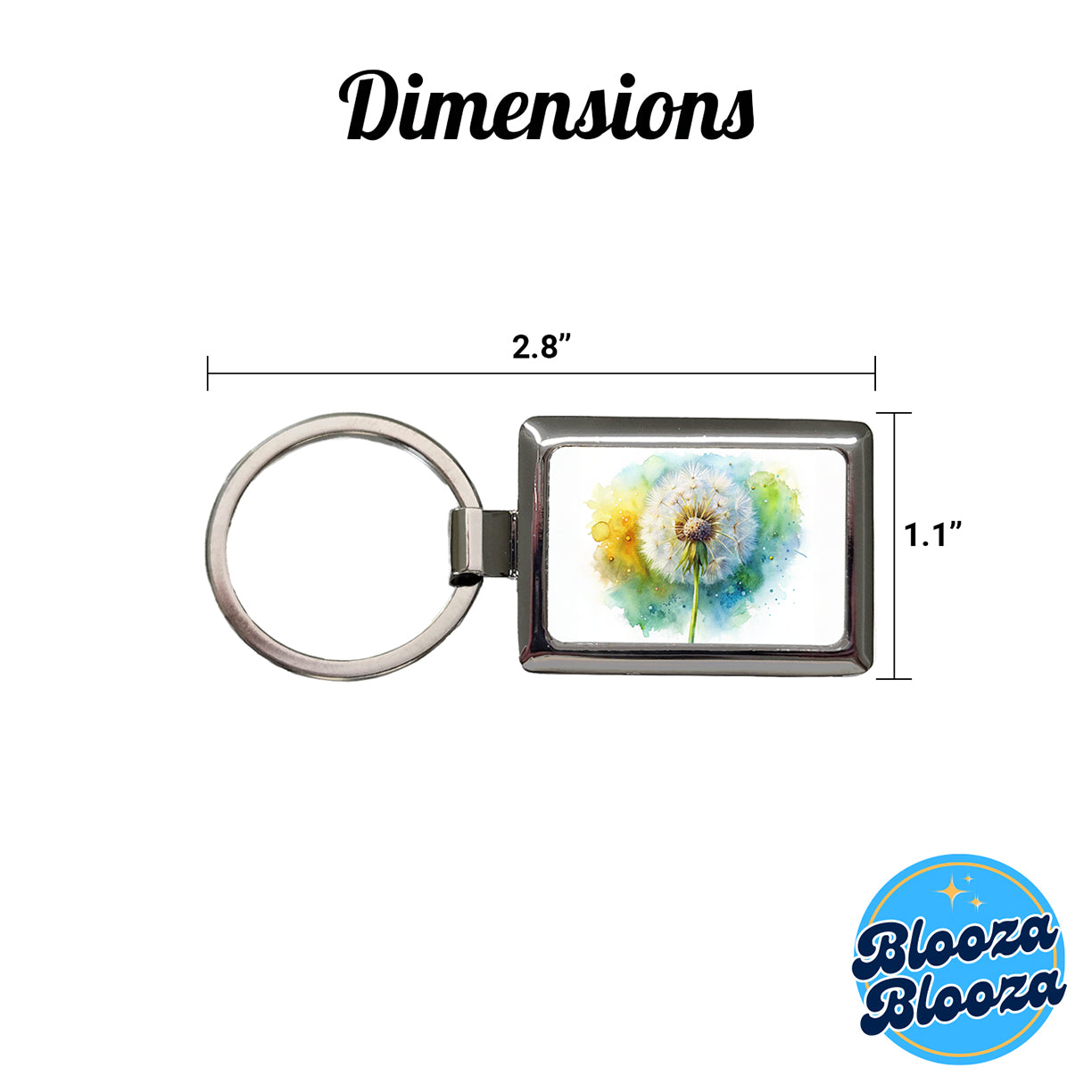 Dandelion Watercolor Rectangle Metal Keychain