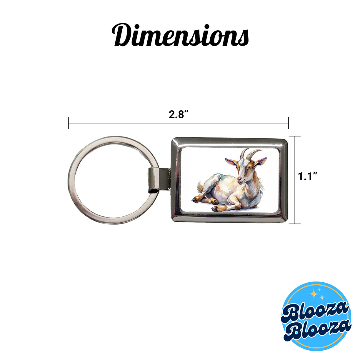 Fainting Goat Lying On Its Side Watercolor Rectangle Metal Keychain