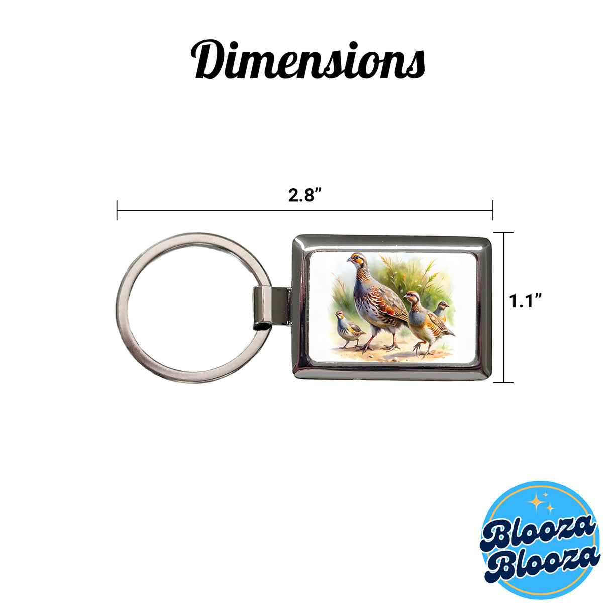Family Of Partridges Running Watercolor Rectangle Metal Keychain