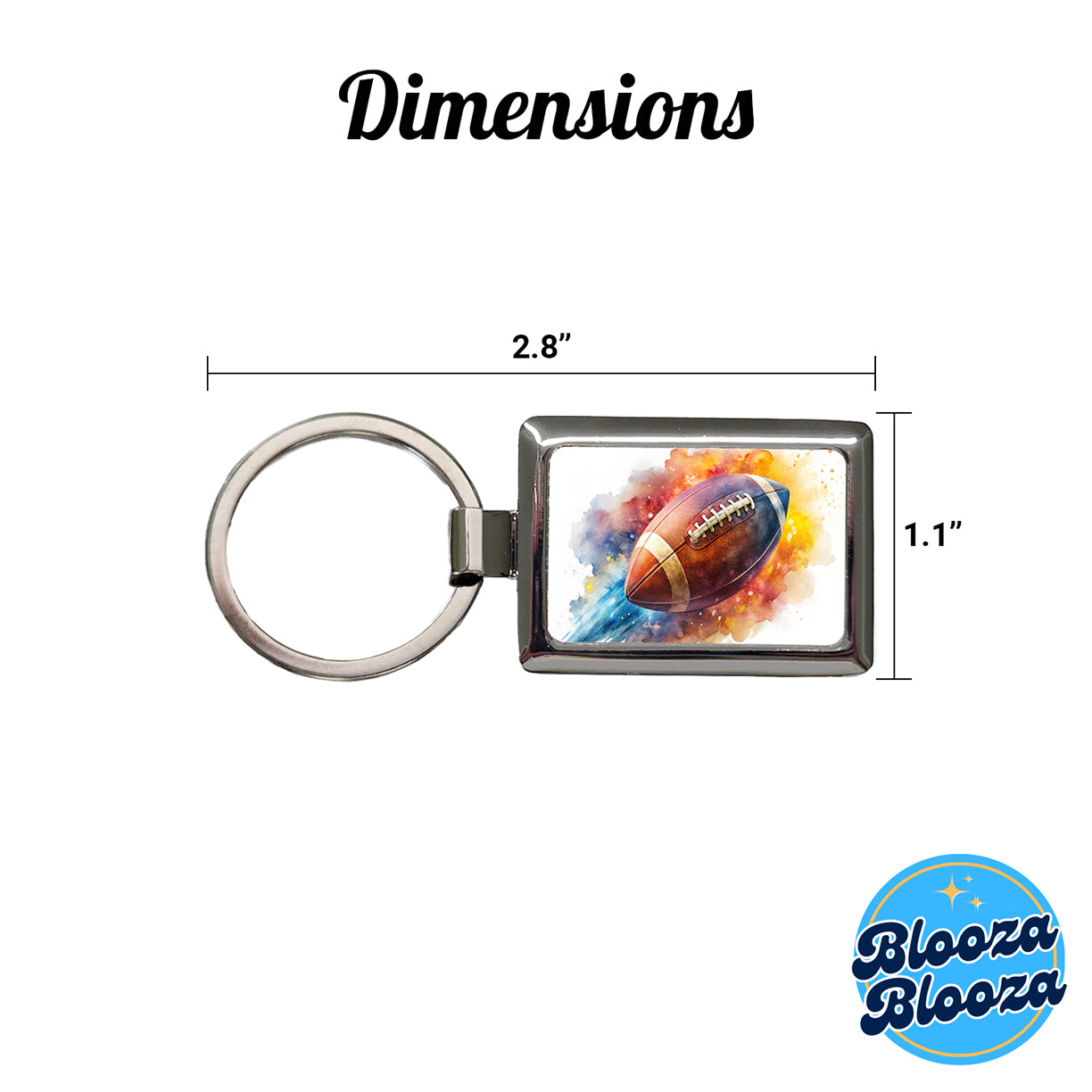 Football Rocketing Through The Air Watercolor Rectangle Metal Keychain