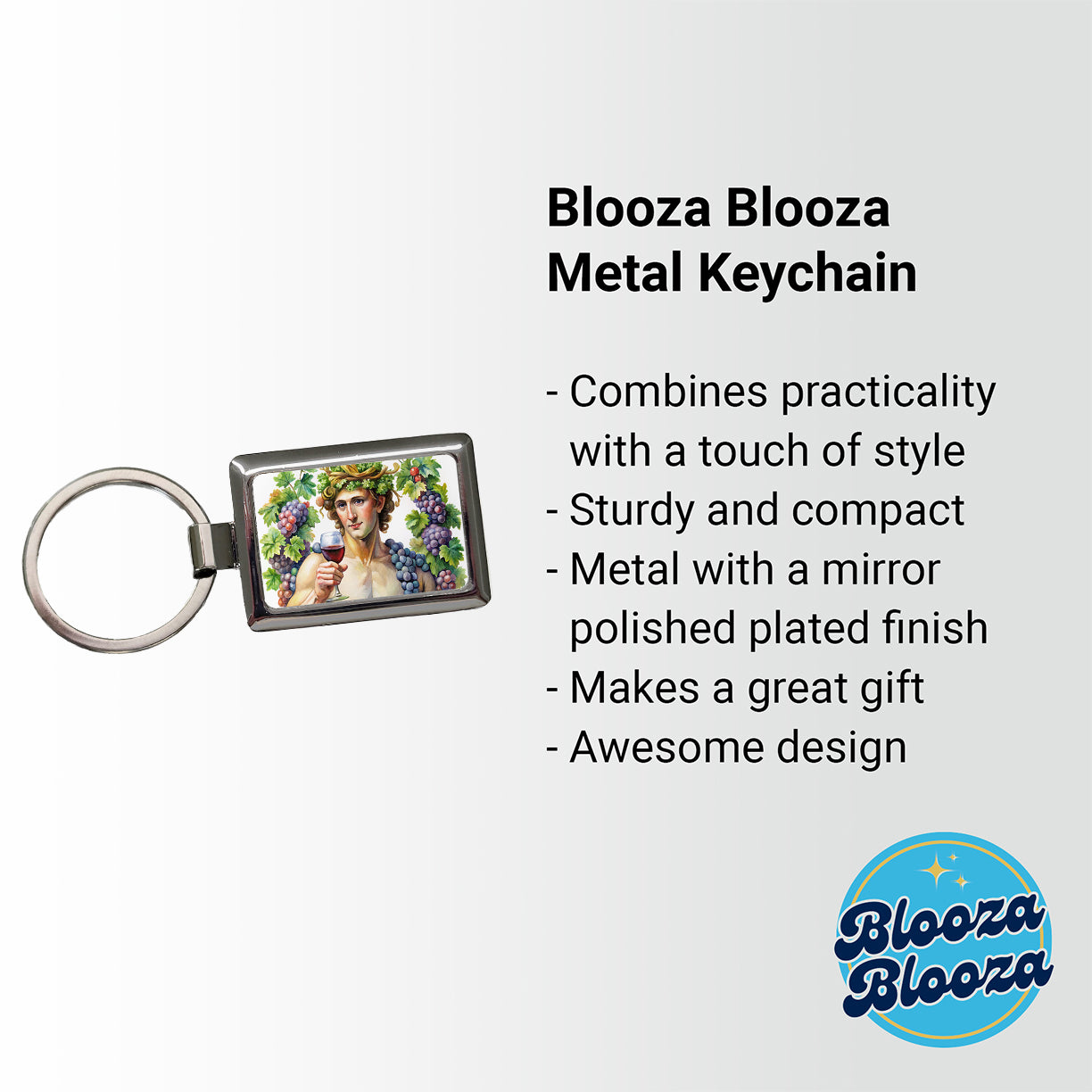 Greek God Bacchus With Wine And Grapes Rectangle Metal Keychain