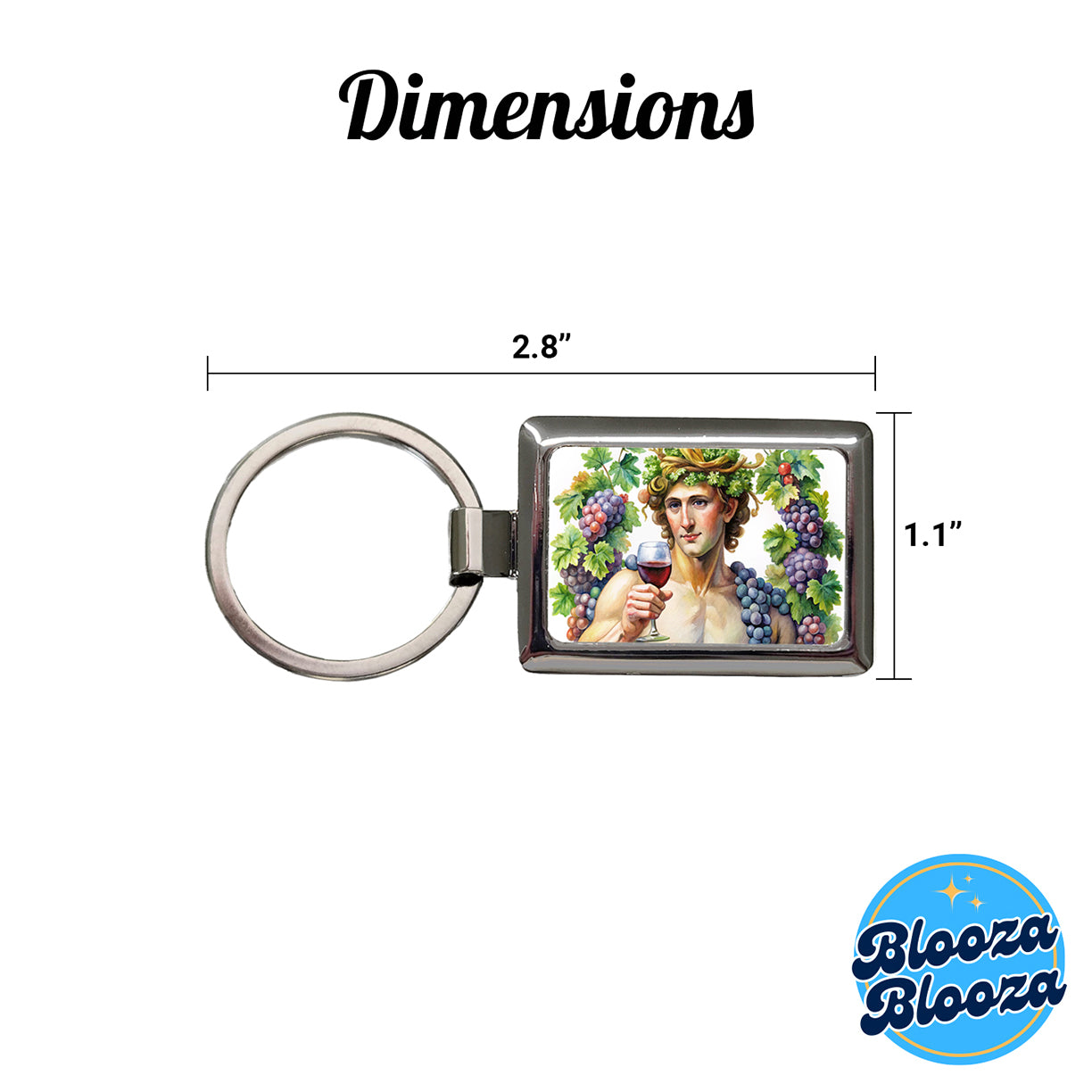Greek God Bacchus With Wine And Grapes Rectangle Metal Keychain
