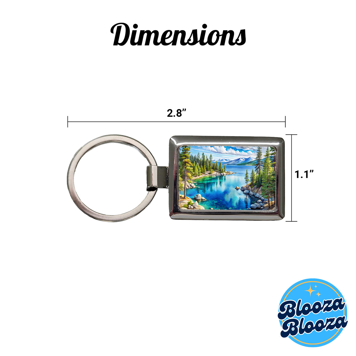Lake Tahoe California Watercolor Rectangle Metal Keychain