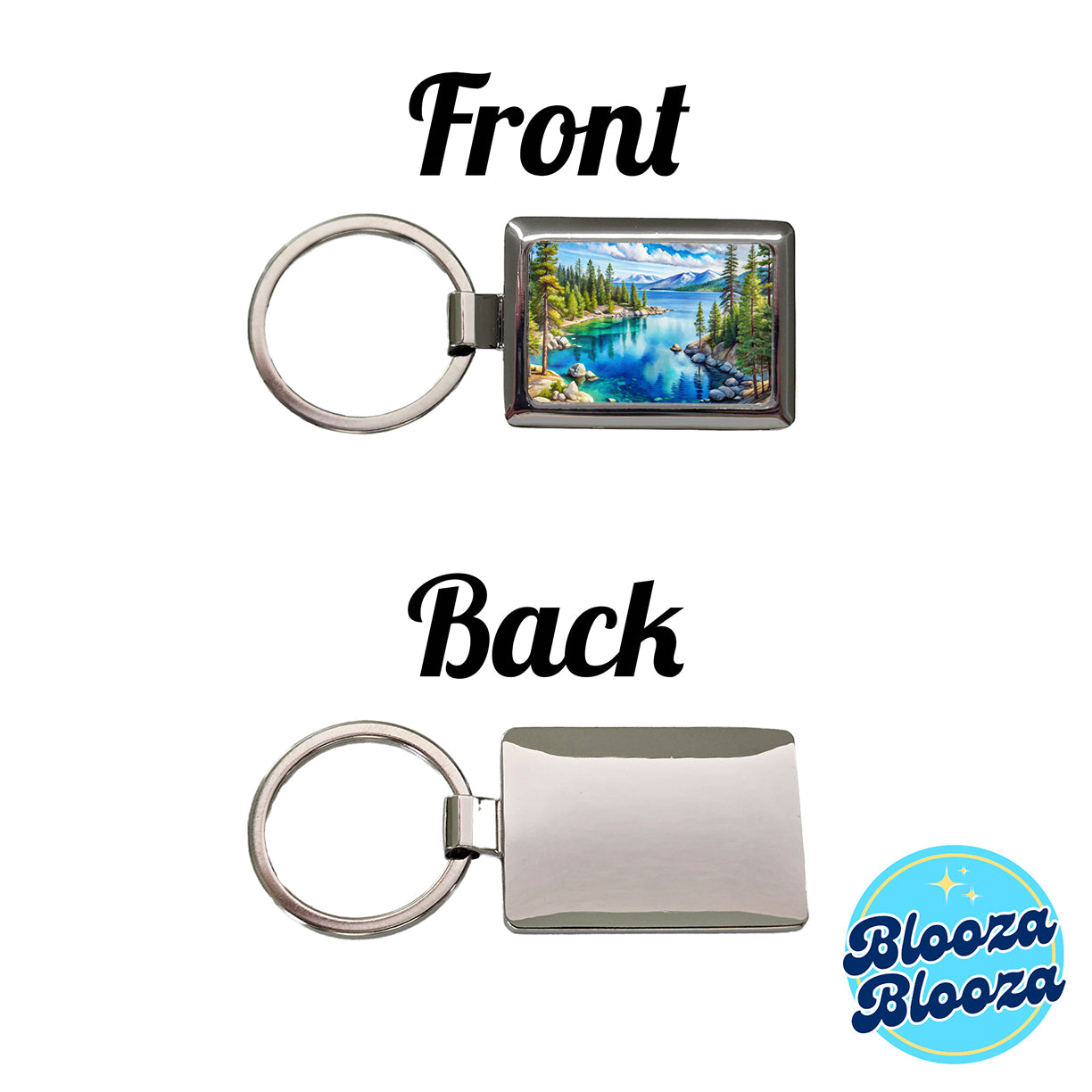 Lake Tahoe California Watercolor Rectangle Metal Keychain