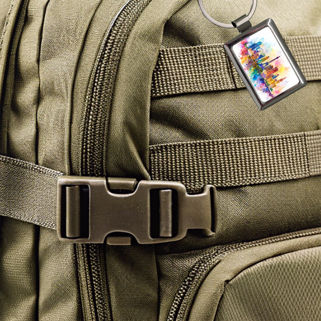 Las Vegas Nevada Watercolor Rectangle Metal Keychain