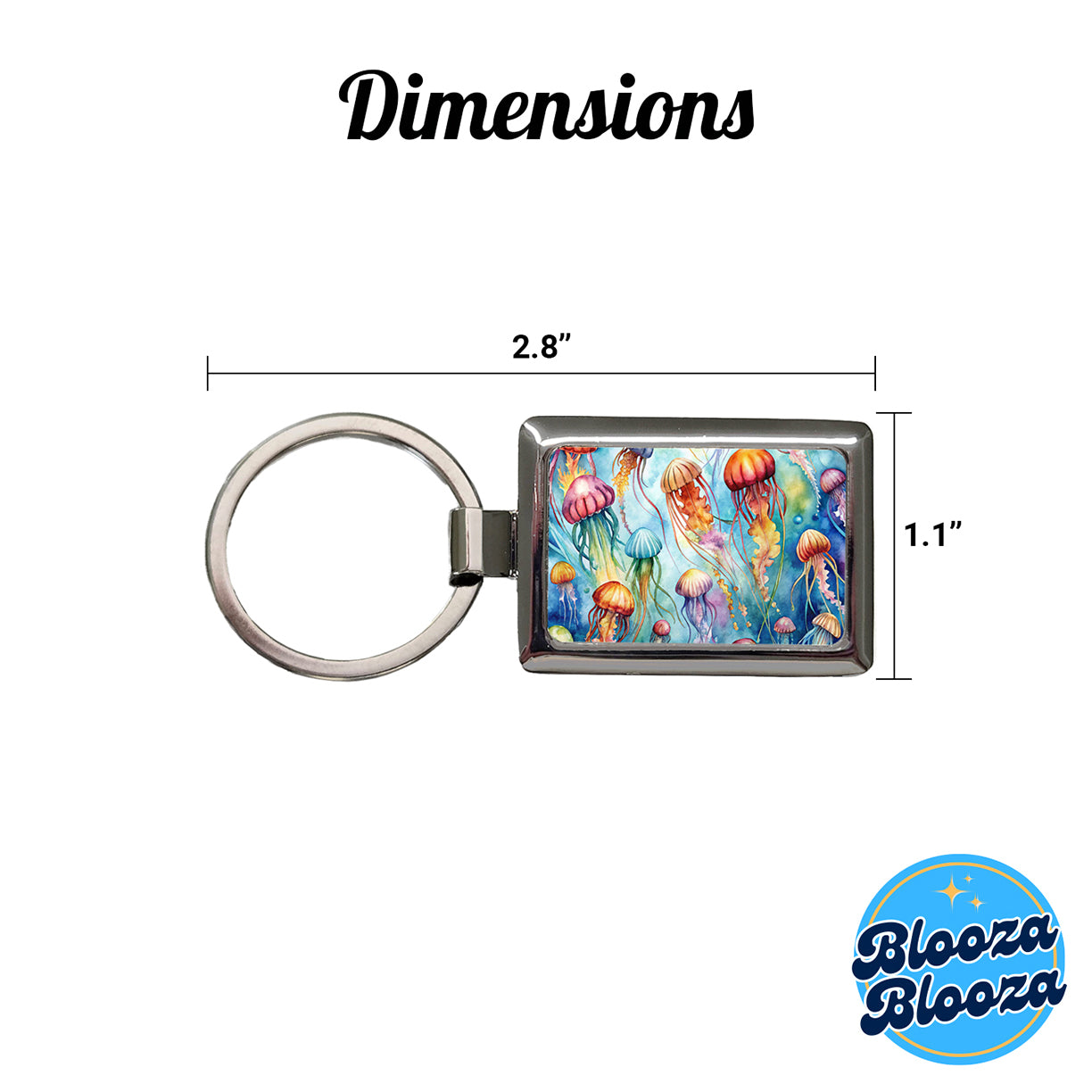 Lots Of Jellyfish Underwater Watercolor Rectangle Metal Keychain