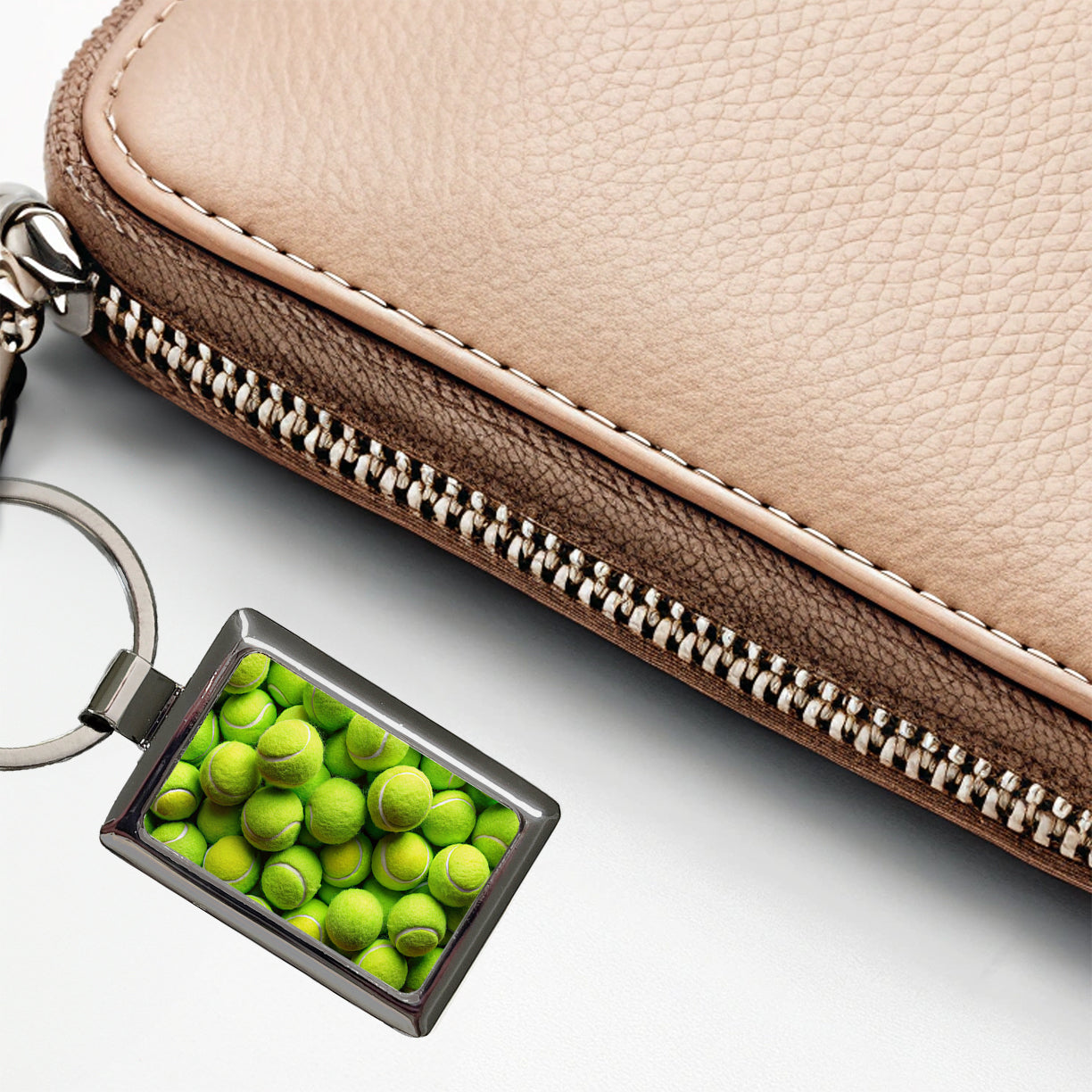 Lots Of Tennis Balls Rectangle Metal Keychain
