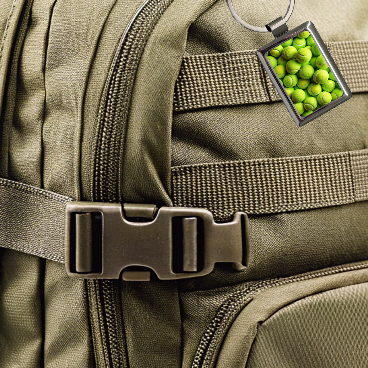 Lots Of Tennis Balls Rectangle Metal Keychain