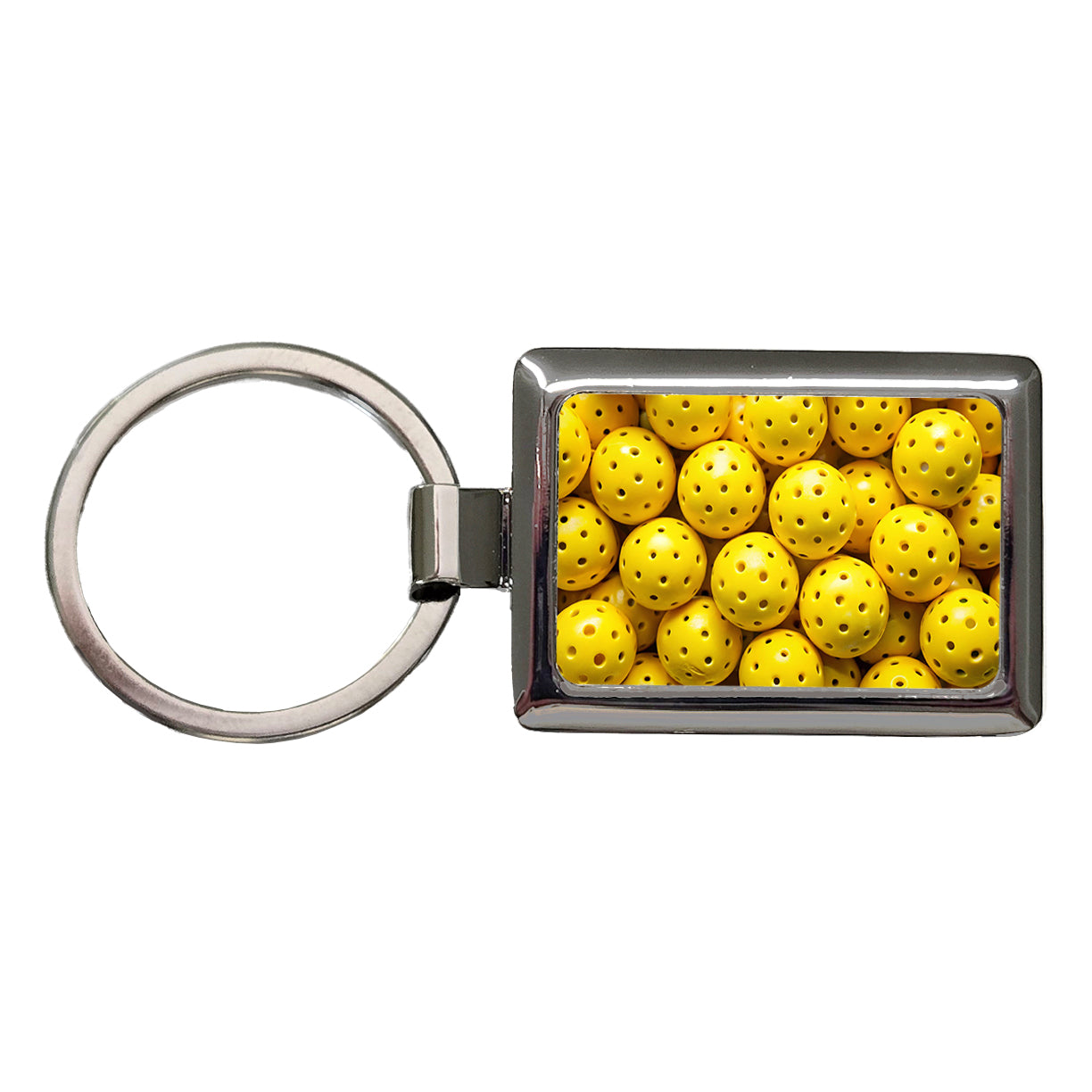 Lots Of Yellow Pickleball Balls Rectangle Metal Keychain